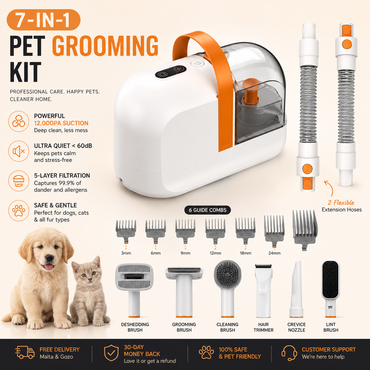 A & H PawFresh Grooming Kit – Pet Grooming Vacuum for Dogs & Cats